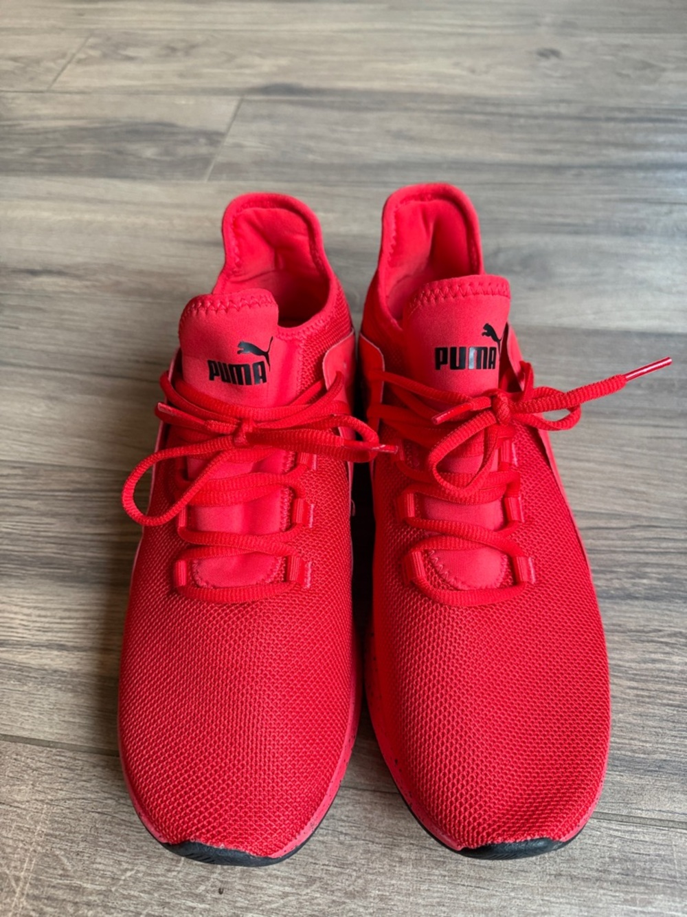 Puma Vibrant Red Mesh Lace-Up Sneakers